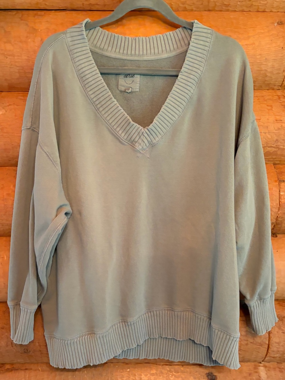 aerie Oversized V-Neck Sweater - Sage